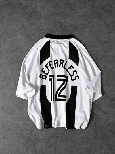 ملابس علوية بولو كاجوال قصير الأكمام، تصميم كتلة ملونة بأشرطة وشعارات، طراز كوليج، مناسب للصيف