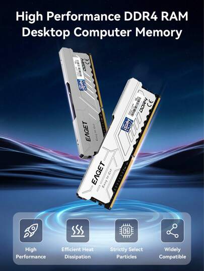 ذاكرة عشوائية DDR4 بسعة 32 جيجابايت (2 * 16 جيجابايت) بسرعة 3200 ميجاهرتز، ذاكرة عشوائية DDR4 سعة 8 جيجابايت/16 جيجابايت (2 * 8 جيجابايت) بسرعة 3200 ميجاهرتز، ذاكرة أداء عالي للألعاب سطح المكتب
