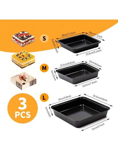 مجموعة صواني خبز من الفولاذ المقاوم للصدأ بملمس أسود وذهبي | متوفرة ب- 3 أحجام صغير/متوسط/كبير (18-25 سم/7.1-9.8 بوصة) | طلاء غير لاصق مقاوم للحرارة ، سهل التنظيف | أدوات المطبخ لفرن المنزل | بسكويت، بيتزا، شواء، متعددة الاستخدامات