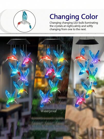 4 أنواع من أجراس الرياح الضوئية بتصاميم طائر الُعثاب/فراشة/قلب/دائرية ، أضواء معلقة ملونة ب- 6 مصابيح LED ، تصميم فراشة رومانسية بالألوان البنفسجية والأصفر ، طائر عثاب أزرق، مناسبة لديكور الفناء والشرفة والحدائق الخارجية وحفلات وأجواء العطلات، (تعمل بالطا