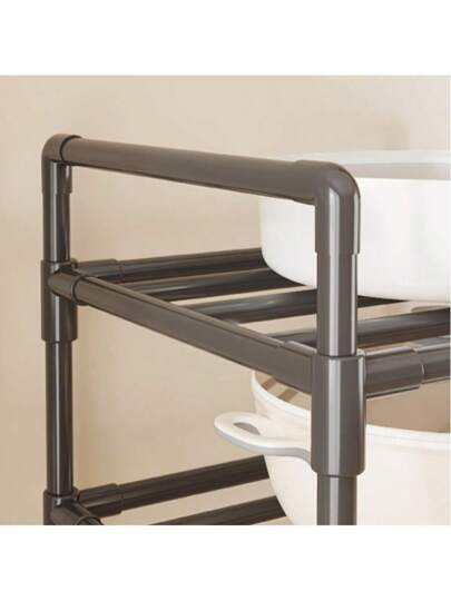 رف منظم للمطبخ قطعة واحدة، رف تخزين متعدد الطبقات قائم بذاته لوضع أواني الطهي والأطباق والأواني المنزلية