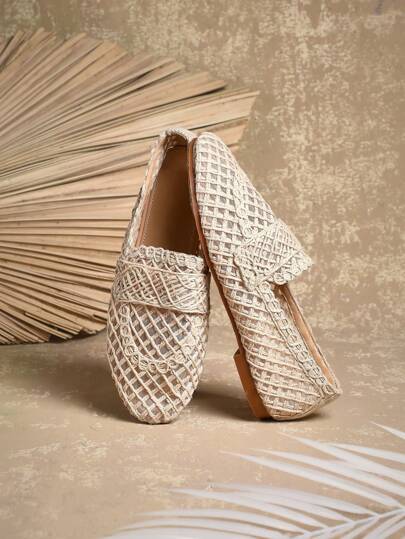 SHUZIA نعال حريمي من الراف قطن مريحة وكاجوال محبوكة يدويًا