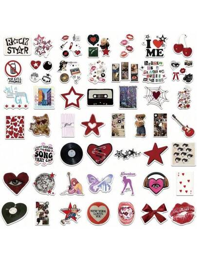 50 قطعة ملصقات من طراز Y2K رائعة مزينة بالرسومات الجرافيكية الجذابة لطراز 80 و90، ملصقات فنية وملصقات بتصميمات جذابة مناسبة لتطبيقها على الكمبيوتر المحمول والهاتف والأثاث والأجهزة الحاسوبية وحقائب السفر وغيرها، لوازم مدرسية مستهلكة