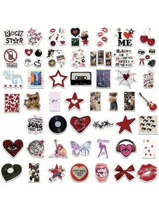 50 قطعة ملصقات من طراز Y2K رائعة مزينة بالرسومات الجرافيكية الجذابة لطراز 80 و90، ملصقات فنية وملصقات بتصميمات جذابة مناسبة لتطبيقها على الكمبيوتر المحمول والهاتف والأثاث والأجهزة الحاسوبية وحقائب السفر وغيرها، لوازم مدرسية مستهلكة