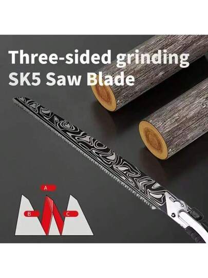 منشار يدوي مصنوع من الصلب الدمشقي عالي الجودة، مع واقٍ واقي - منشار حرجي من الصلب الكربوني سريع القطع لأعمال النجارة والأخشاب والاستخدام في الهواء الطلق، منشار تقليم، أداة يدوية، أداة مثالية للأدوات اليدوية