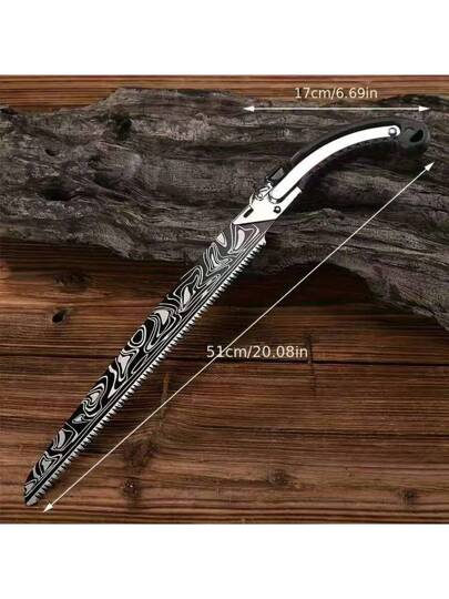 منشار يدوي مصنوع من الصلب الدمشقي عالي الجودة، مع واقٍ واقي - منشار حرجي من الصلب الكربوني سريع القطع لأعمال النجارة والأخشاب والاستخدام في الهواء الطلق، منشار تقليم، أداة يدوية، أداة مثالية للأدوات اليدوية