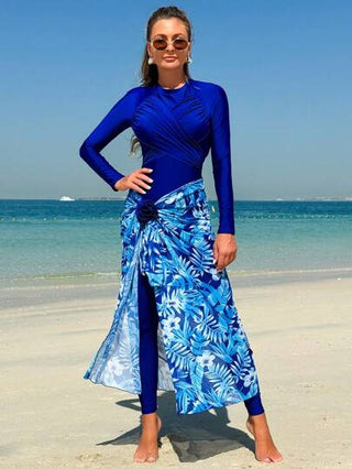 Swim Mulvari طقم ملابس سباحة مكون من 3 قطع بطبعات أنيقة على الطراز الشرق أوسطي المحتشم للنساء، بتصميم تانكيني، ملابس شاطئ