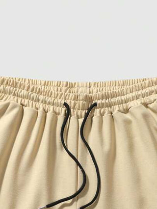 2 قطعة شورتات رياضية للرجال، بلون بيج ورمادي غامق، للارتداء اليومي الكاجوال