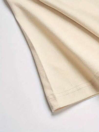 ملابس علوية قصير الأكمام بياقة مستديرة ذي لون المشمش المطبوع للأولاد والمراهقين، توب صيفي