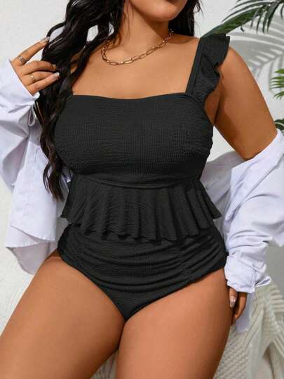 SHEIN Swim Curve ملابس علوية بكيني أكثر سعة بتصميم عنق حول الرقبة، بسيط وأنيق للصيف