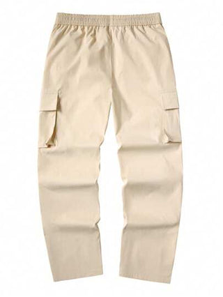 Manfinity Homme بناطيل رجالي بجيوب حمولة ذات خصر بسحاب وساق مستقيمة، بنطلون حمولة