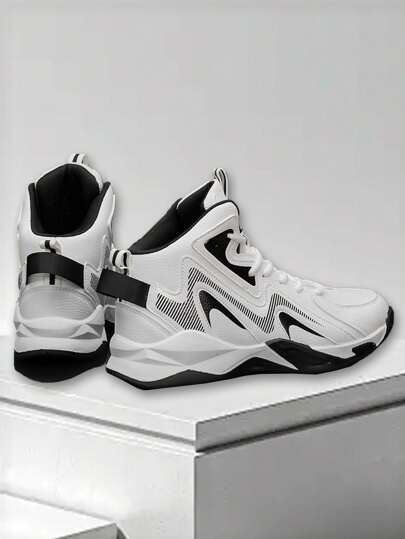 أحذية كرة السلة رياضية للرجال بعنق عال، موديل جديد للربيع للطلاب، من الجلد العلوي، مقاومة للماء وزلق، ذات قاعدة ناعمة، أحذية جري