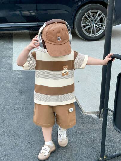 2 قطعة/طقم للأولاد الصغار ملابس يومية مريحة وكاجوال متعددة الاستخدامات، بتصميم جميل لدب التيدي المطرز على ملابس علوية بنمط ملابس علوية رياضي وسروال، مناسب للاستخدام اليومي والرياضة والخروج والحرم الجامعي والتجمعات والمناسبات والتصوير الفوتوغرافي وموسم الع