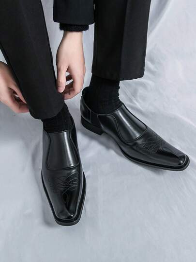 أحذية جلدية قابلة للارتداء للرجال، بتصميم مطبوع بنمط معلبة، مناسبة للرسمي والكاجوال
