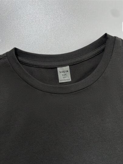 بيجاما طقم بيجامة مكون من 4 قطع لعمر المراهقين، تي شيرت بيجامة بياقة دائرية وأكمام قصيرة بلون سادة وبنطلون بيجامة بنمط مربعات فضفاض