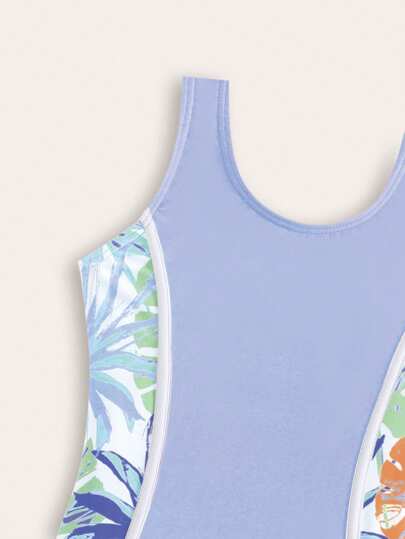 بذلة سباحة قطعة واحدة بطباعة ألوان مختلطة موضة جديدة للفتيات الصغيرات