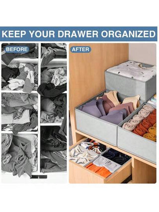 6 قطع /قطعة واحدة صناديق تخزين قماشية قابلة للطي، منظم لأدراج الخزانة للملابس والملابس الداخلية والجوارب والسراويل الداخلية والمناشف والربطات
