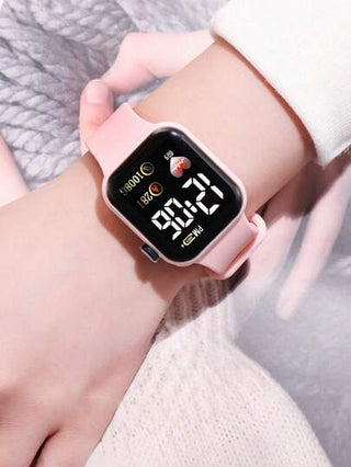 6 قطع/مجموعة - 1 ساعة عصابة رقمية LED سيليكون + 5 قطع طقم مجوهرات ، ملحقات مجوهرات من معدن مريحة وصديقة للبشرة ، مناسبة للارتداء اليومي والإجازات