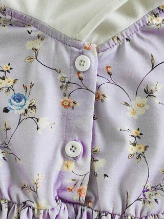 فساتين بيبي Vintaside Kids فستان كاجوال للأطفال البنات مزين بطباعة الزهور بياقة بيتر بان بدون أكمام