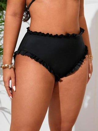 Swim Lushoire سيدات بحجم كبير ذات تفاصيل كشكشة على بدلة السباحة للإجازة الرسمية