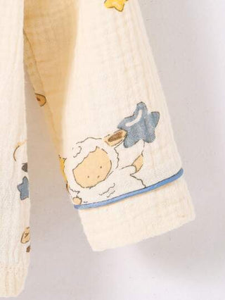 SHEIN مجموعة بنطلون وكارديجان مكونة من 2 قطعة بنمط فيل و نجوم باللون البيج، طقم ملابس مريح للأطفال الرضع والأطفال الصغار الذكور