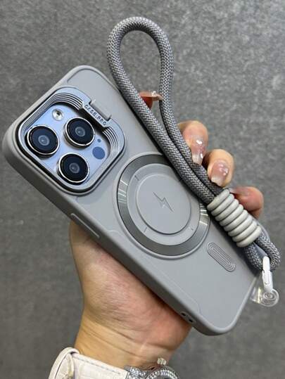 قطعة واحدة حافظة هاتف فاخرة بقوس كاميرا ويد بطول قصير من السيليكون الناعم، مغناطيسية بتصميم البرق لهواتف آيفون 16، 15، 14، 13، 12، 11 برو ماكس بلس