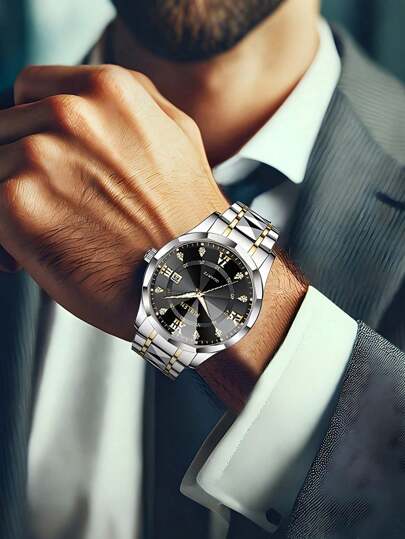 ساعة كوارتز كاجوال للمراهقين الذكور مع التقويم، سوار من الفولاذ المقاوم للصدأ، مناسبة للحياة اليومية وكهدايا المناسبات