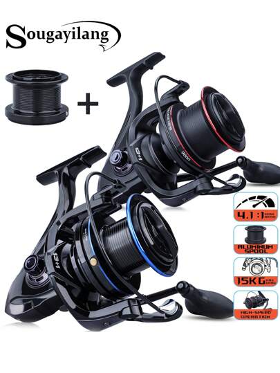SOUGAYILANG بكرة دوارة من الفئة 8000-10000 قياسية , بنسبة تروس 4.1:1, 13+1 كرات محامل, ضروريات الصيد البحري والكارب