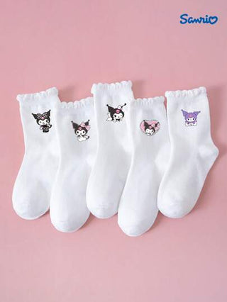 1/5 أزواج جوارب طاقم للأطفال من سانريو، جوارب بناتية بألوان أحادية و نمط كارتوني كيوت Kuromi/شكل قلب، جوارب لامعة وناعمة وقابلة للتنفس مناسبة للطلاب في المدرسة، والعطلات، والحفلات، والرياضات الخارجية، والهدايا والاستخدام اليومي