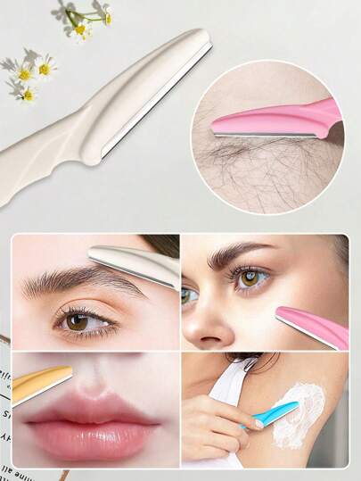 70/24/12/6 طقم مجموعة ماكينة حلاقة و تهذيب للحواجب متعددة الألوان،ماكينة حلاقة و تهذيب حواجب آمنة ،أداة تقشير داخل دمبرا، آلة إزالة شعر الجسم والوجه وتهذيب الحواجب ذات مقبض طويل وشفرة آمنة مع غطاء دقيق، أدوات تشكيل الحواجب للنساء مناسبة للاستخدام أو...