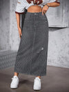 EZwear تنورة جينز طويلة ممزقة ذات شريط عادي