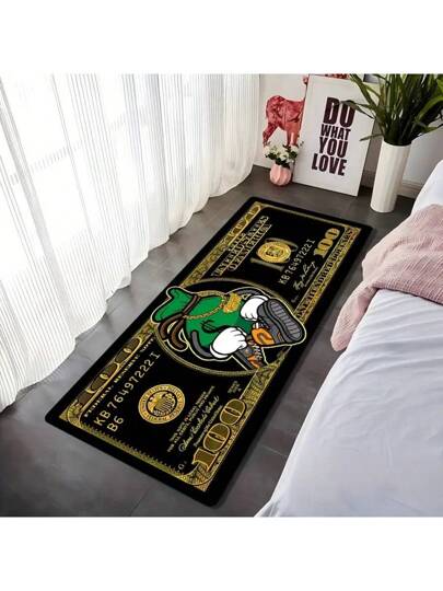 سجادة فلانيل بنمط فاتورة 100 دولار - ناعمة ، قابلة للغسل في الغسالة ، مقاومة للبهتان ، لغرف المعيشة والنوم والمطبخ والممرات والمكاتب والمطاعم والحمامات ، داخلي/خارجي ، حصيرة زخرفية متعددة الاستخدامات للمنزل والفندق والمكتب - زينة/هدية/زخرفة عيد الميلاد