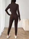 SHEIN EZwear 3 بيس طقم رياضي مُحبك للنساء بالبني