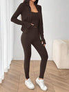 SHEIN EZwear 3 بيس طقم رياضي مُحبك للنساء بالبني