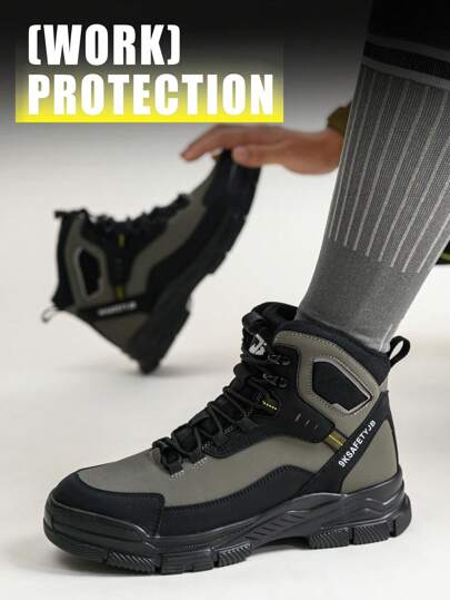 أحذية أمان برأس من الصلب للرجال، مضادة للانزلاق ومقاومة للثقب والصدمات، أحذية عمل خفيفة الوزن للسلامة في البناء والمستودعات والإصلاحات اليومية والبستنة