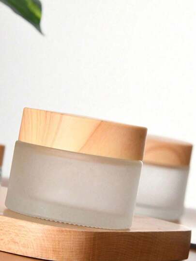 زجاجة كريم العين 1 قطعة بغطاء خشبي ذو ملمس خشن 5/20/30/50 جرام، زجاج منقوع، قابلة لإعادة الاستخدام، ديكور غرفة المعيشة والعائلة والنوم والحمام والمنزل، كريم الوجه وكريم العين والمرطب ، زجاجة مستحضرات التجميل، وعاء التجميل للسفر، حقيبة أغراض شخصية محمولة