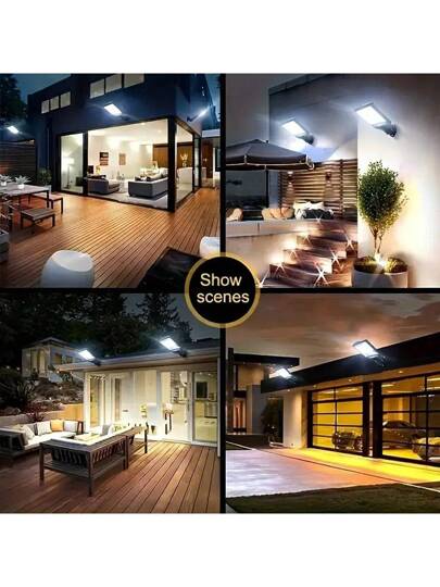 أضواء الطريق الشمسية الذكية، أضواء الجدران الخارجية، هناك 3 أوضاع إضاءة و أجهزة استشعار حركة، أضواء الشارع الشمسية الذكية بتقنية LED للحدائق والجدران والمساراتوالإضاءة الأمنية الخارجية بالطاقة الشمسية - 108 وات من أضواء الحائط الشمسية COB ، أضواء الليل ،