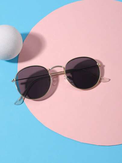 1 نظارة معدنية دائرية أنيقة باللون الذهبي لكبار السن العمر 14-16 سنة للخروجات والمناسبات وتناسب التنكرات