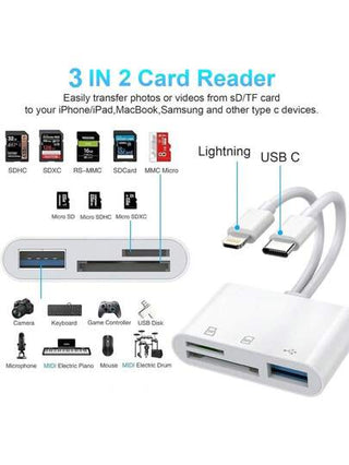 قارئ بطاقة SD 2 في 1 ، محول USB ، قارئ بطاقة ذاكرة بمنفذ USB 3.0 مناسب لجميع أجهزة iPad وSeries والهواتف الذكية ، تشغيل سهل وفوري