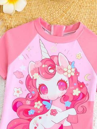 قطعة واحدة من ملابس السباحة بطباعة رقمية لفتاة صغيرة