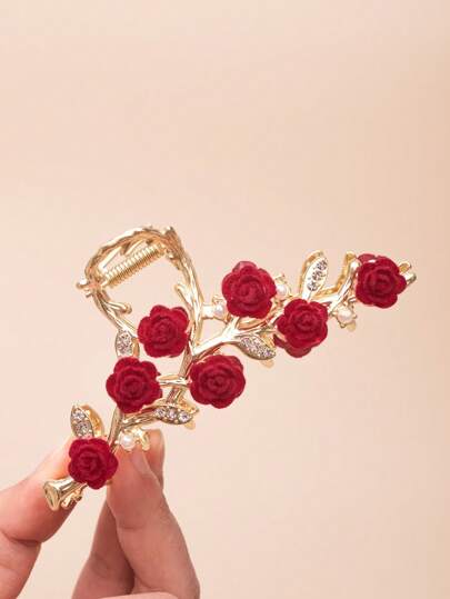 1 قطعة مشبك شعر من السبيكة على شكل فراشة ولؤلؤ بديكور الكاميليا ، اكسسوار شعر أنيق وعصري لاستخدام يومي، مناسب لتسريحات الشعر المرفوعة "، عيد الحب