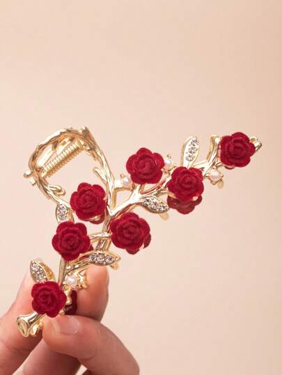 1 قطعة مشبك شعر من السبيكة على شكل فراشة ولؤلؤ بديكور الكاميليا ، اكسسوار شعر أنيق وعصري لاستخدام يومي، مناسب لتسريحات الشعر المرفوعة "، عيد الحب