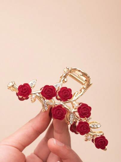 1 قطعة مشبك شعر من السبيكة على شكل فراشة ولؤلؤ بديكور الكاميليا ، اكسسوار شعر أنيق وعصري لاستخدام يومي، مناسب لتسريحات الشعر المرفوعة "، عيد الحب