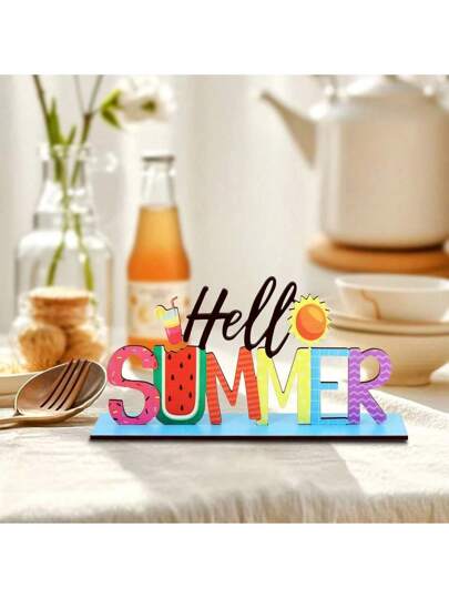 لافتة طاولة زخرفية كتب عليها "أهلا بالصيف"، طقم فني خشبي على شكل البطيخ "أهلا بالصيف"، ديكور وسط الطاولة لحفلات المناسبات، مثالي لديكور غرفة الصيف والمنزل وغرفة النوم والمكتب أثناء موسم الصيف، لافتات وتحف ديكورية لمنزل الصيف