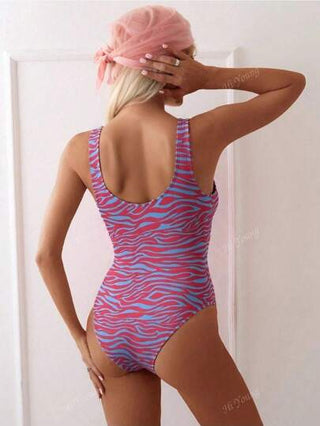 مايوه حريمي قطعة واحدة بدلة سباحة قطعة واحدة للنساء، ذات خصر عالٍ وتحكم في البطن، مثير للعطلات، طباعة غزال ملونة، مجموعات ملابس شاطئ للمرأة