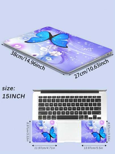طقم رسومات فراشات جميلة لجلد كمبيوتر محمول مقاس 15 بوصة