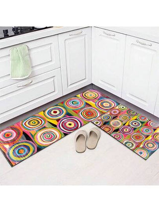 1 قطعة، بساط من البوليستر مزخرف بطراز زهري بوهيمي مانع للانزلاق، مناسب للمطبخ وغرفة المعيشة والمدخل، ديكور المنزل