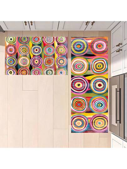 1 قطعة، بساط من البوليستر مزخرف بطراز زهري بوهيمي مانع للانزلاق، مناسب للمطبخ وغرفة المعيشة والمدخل، ديكور المنزل