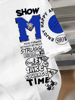 SHEIN تي شيرت كاجوال بأكمام قصيرة وياقة طاقية للأولاد المراهقين، بتصميم بسيط مناسب للصيف