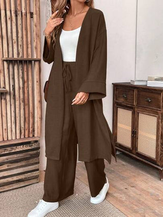 طقم حريمي قطعتين Tall بدلة سيدات مكونة من جاكيت وبنطال واسع ذو فتحات الساق مناسبة لجميع الفصول, بتصميم كاجوال فضفاض وأكمام طويلة